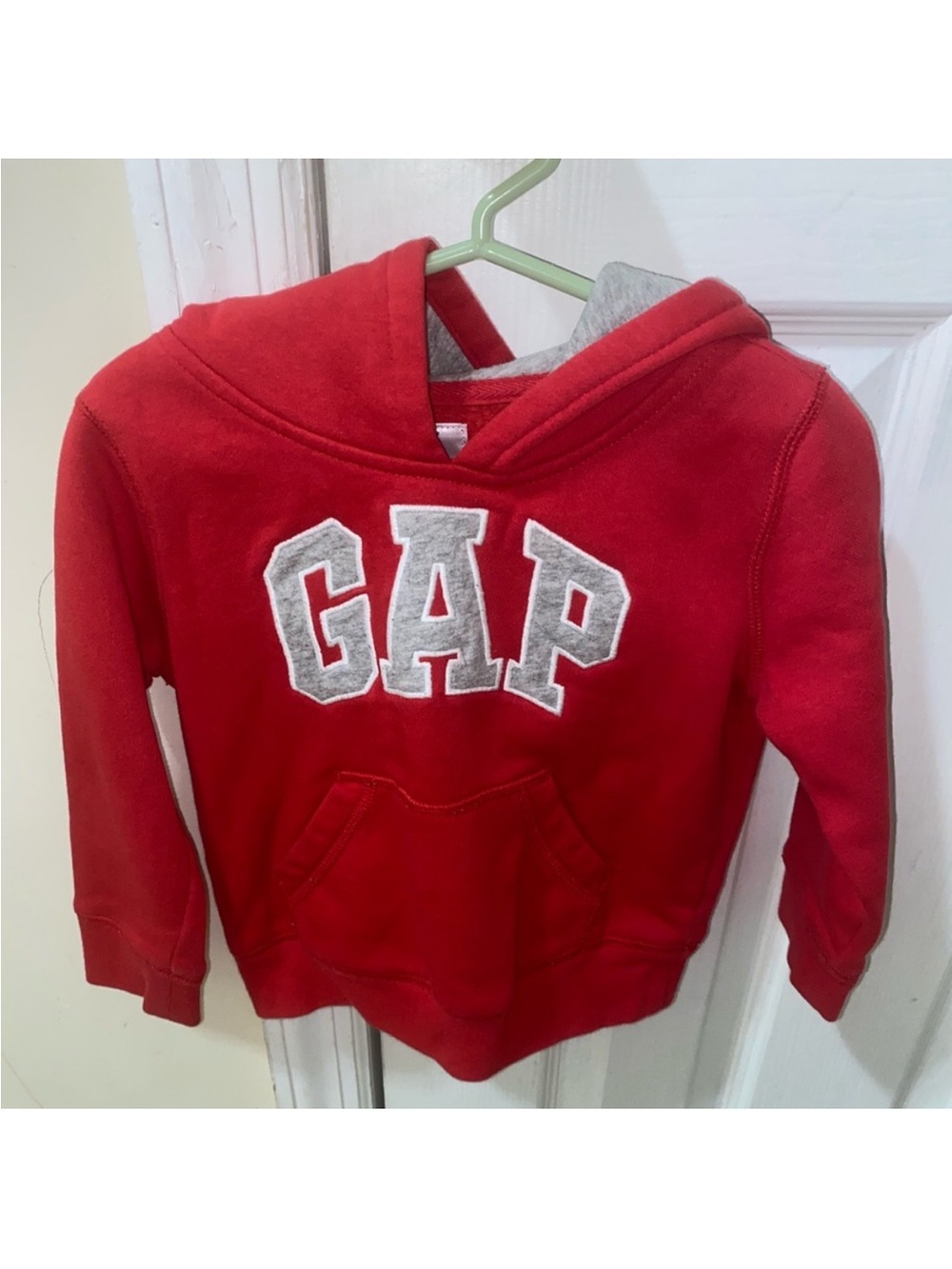 GAP Toddler Boys 3T Red Logo Fleece Pullover Hoodie